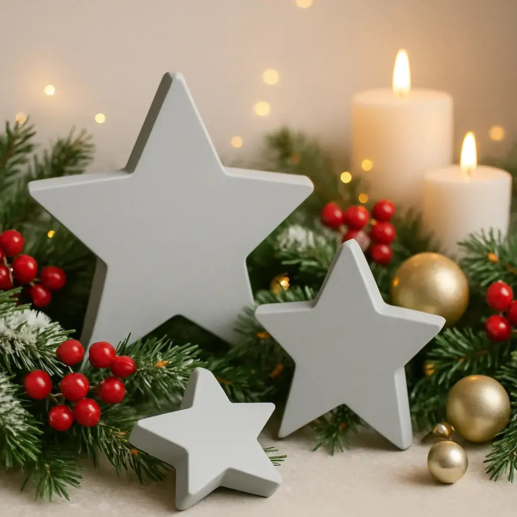 Entdecke unser Set aus weißen Sternen – Deine festliche Weihnachtsdekoration mit Stil - by SteinKunstWerk | Deko aus nachhaltiger Herstellung