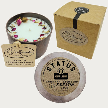 DochtFreunde | Geschenk zur Rente & ATZ personalisiert | Kerze Ruhestand | Wunschname und Jahr eingeben