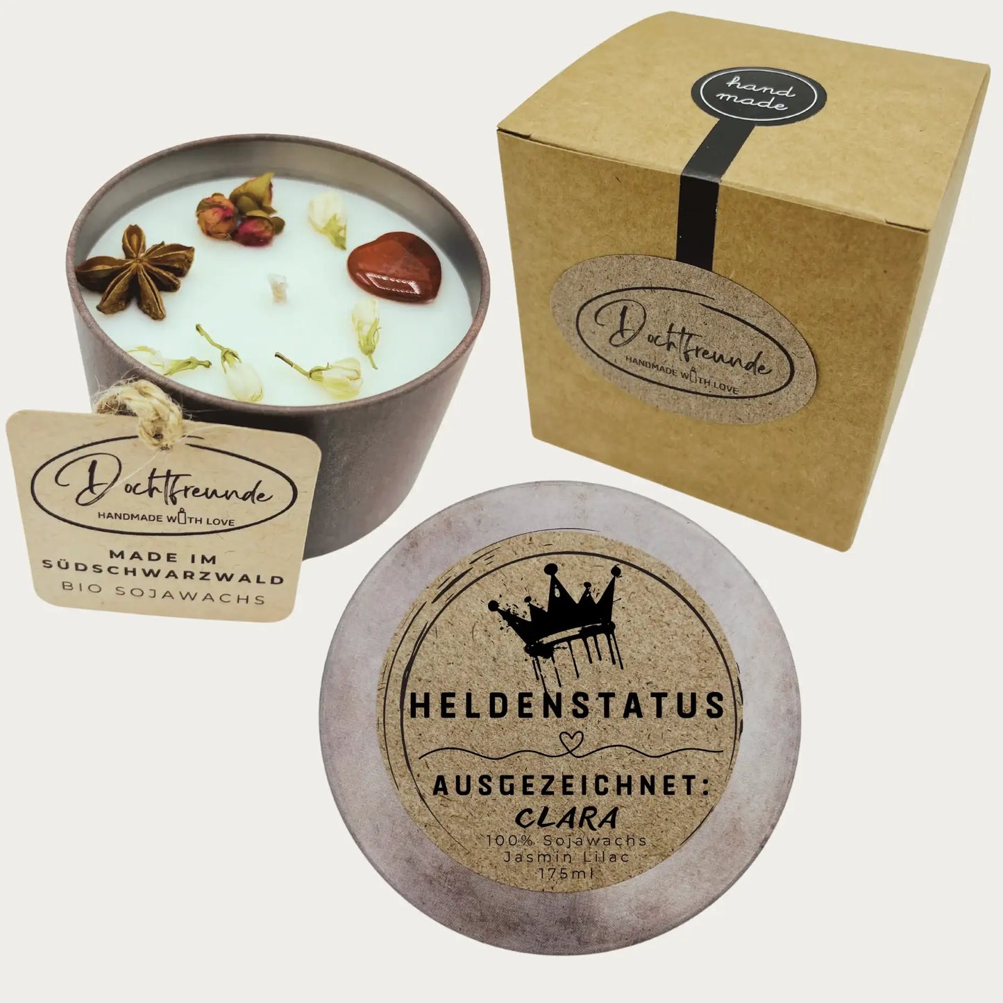 Personalisierte Kerze Beste Freundin | Geschenk mit Name & Symbol | Handmade Sojawachs 175ml | DochtFreunde