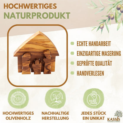 Mini-Krippe aus Olivenholz – Puzzle 6,5 cm