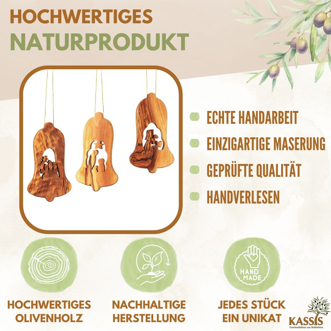 Krippen-Anhänger aus Olivenholz – 3er-Set