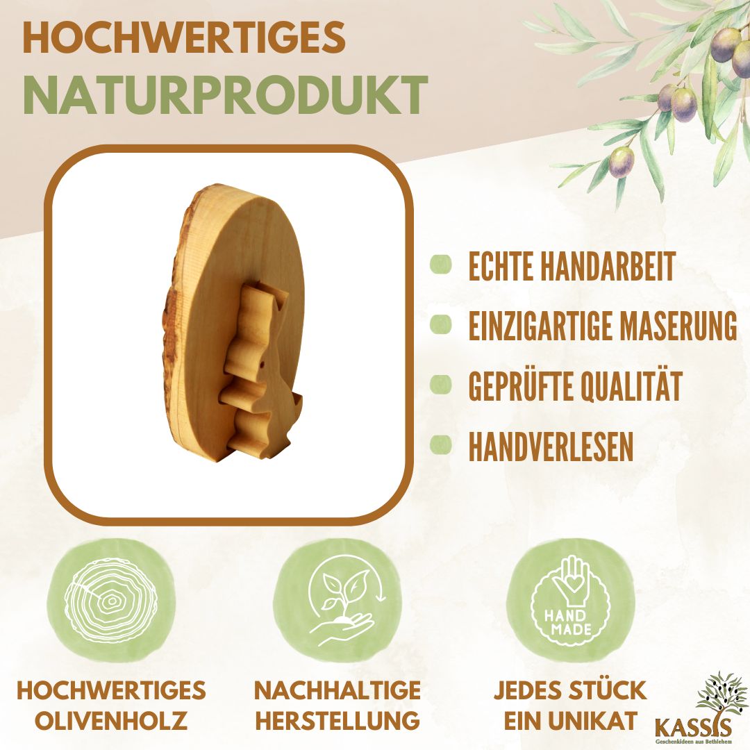 Osterhase im Ei aus Olivenholz & Rinde