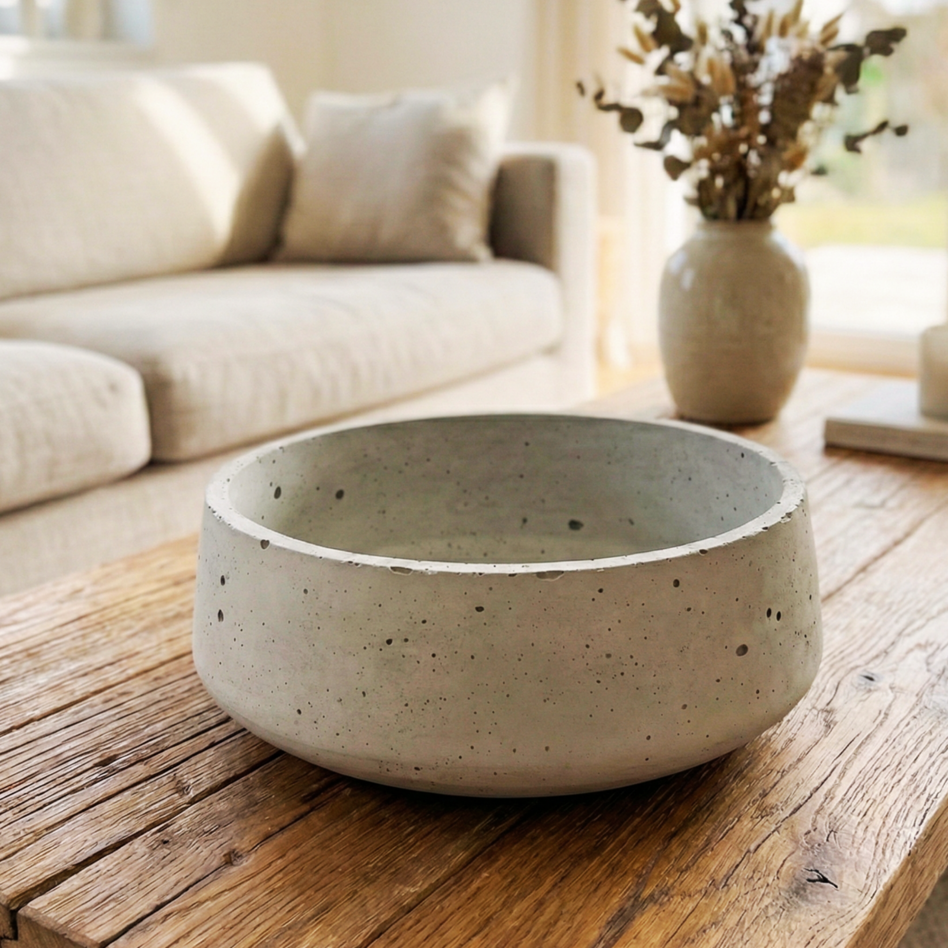 Japandi Betonschale als reduziertes Wohnaccessoire