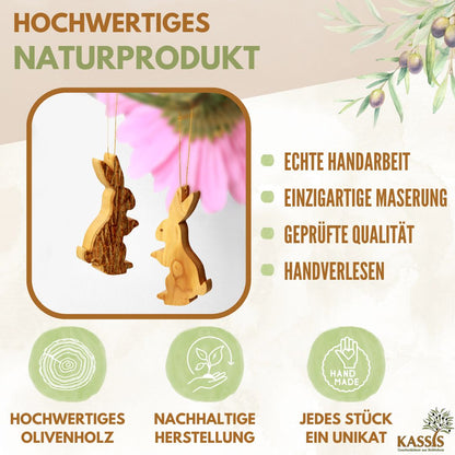 Osterhase Anhänger aus Olivenholz & Rinde