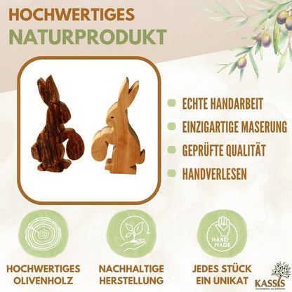 Osterhase mit Ei aus Olivenholz & Rinde