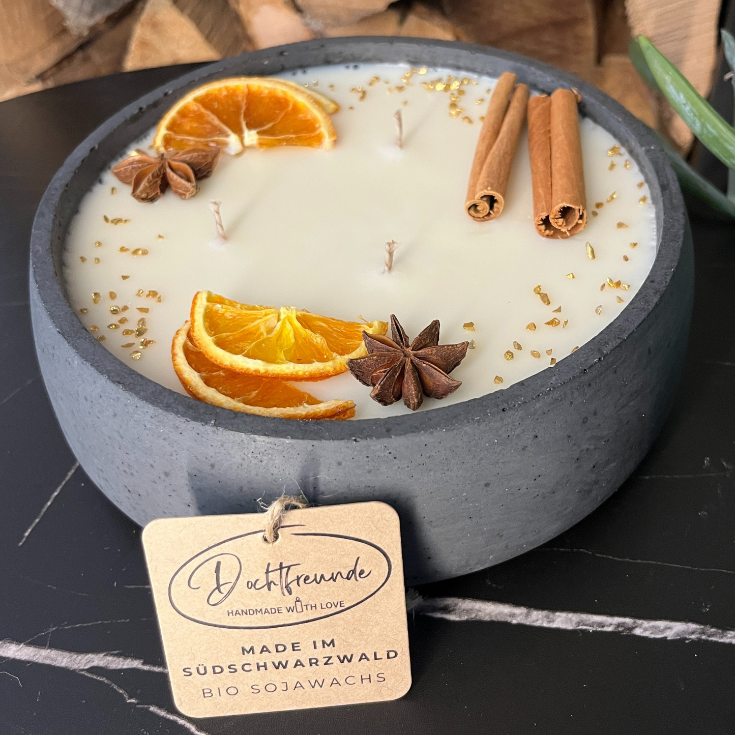 XL Citronella Kerze im Betongefäß „Der Schatten“ – Schwarz | Outdoor