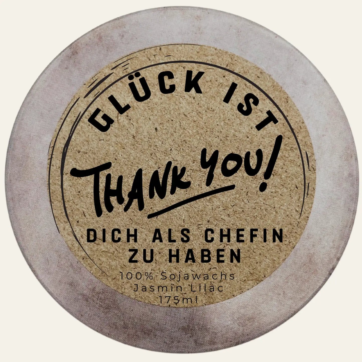 Personalisierte Duftkerze mit Deckel „Glück ist dich als Chefin zu haben“ Einzigartiges Geschenk Handgemacht im Südschwarzwald