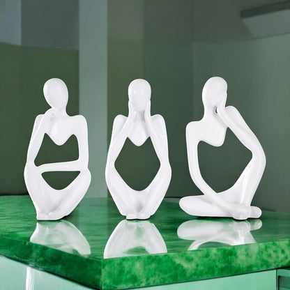 3er - Set Denker Skulptur – Abstrakte Dekofiguren für Zuhause, Büro & Schlafzimmer - Stein.Kunst.Werk.