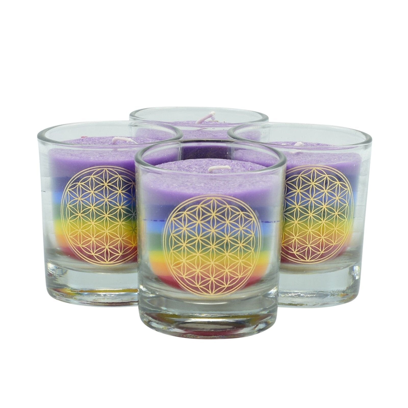 Chakra Kerzen Set – Blume des Lebens & ruhige Rituale | multicolor | 6 x 2,5 cm | Blume des Lebens