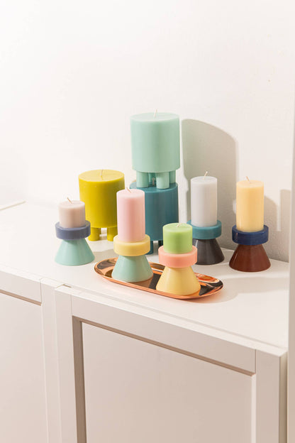 Stack Candle Tall – Rosa, Hellgelb & Mint