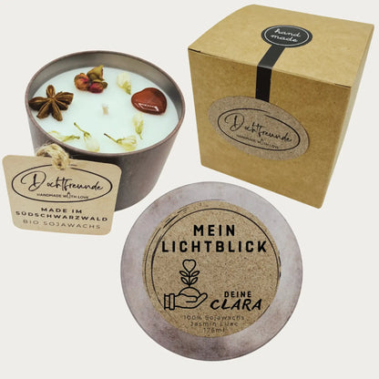 Personalisierte Kerze Beste Freundin | Geschenk mit Name & Symbol | Handmade Sojawachs 175ml | DochtFreunde