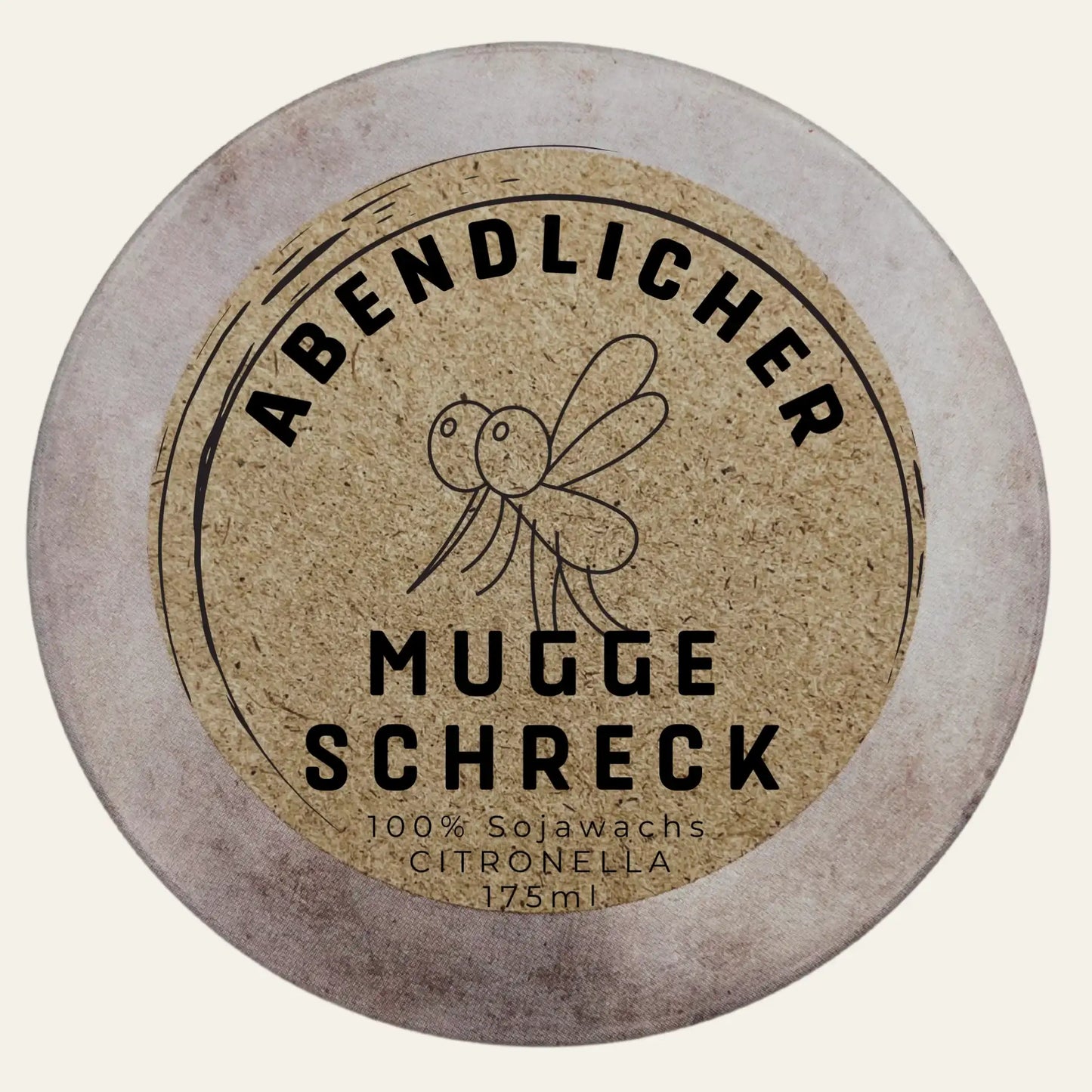 Handbesetzte Duftkerze „Abendlicher Mugge Schreck“ – Personalisierbares Geschenk aus dem Südschwarzwald mit Citronella Duft