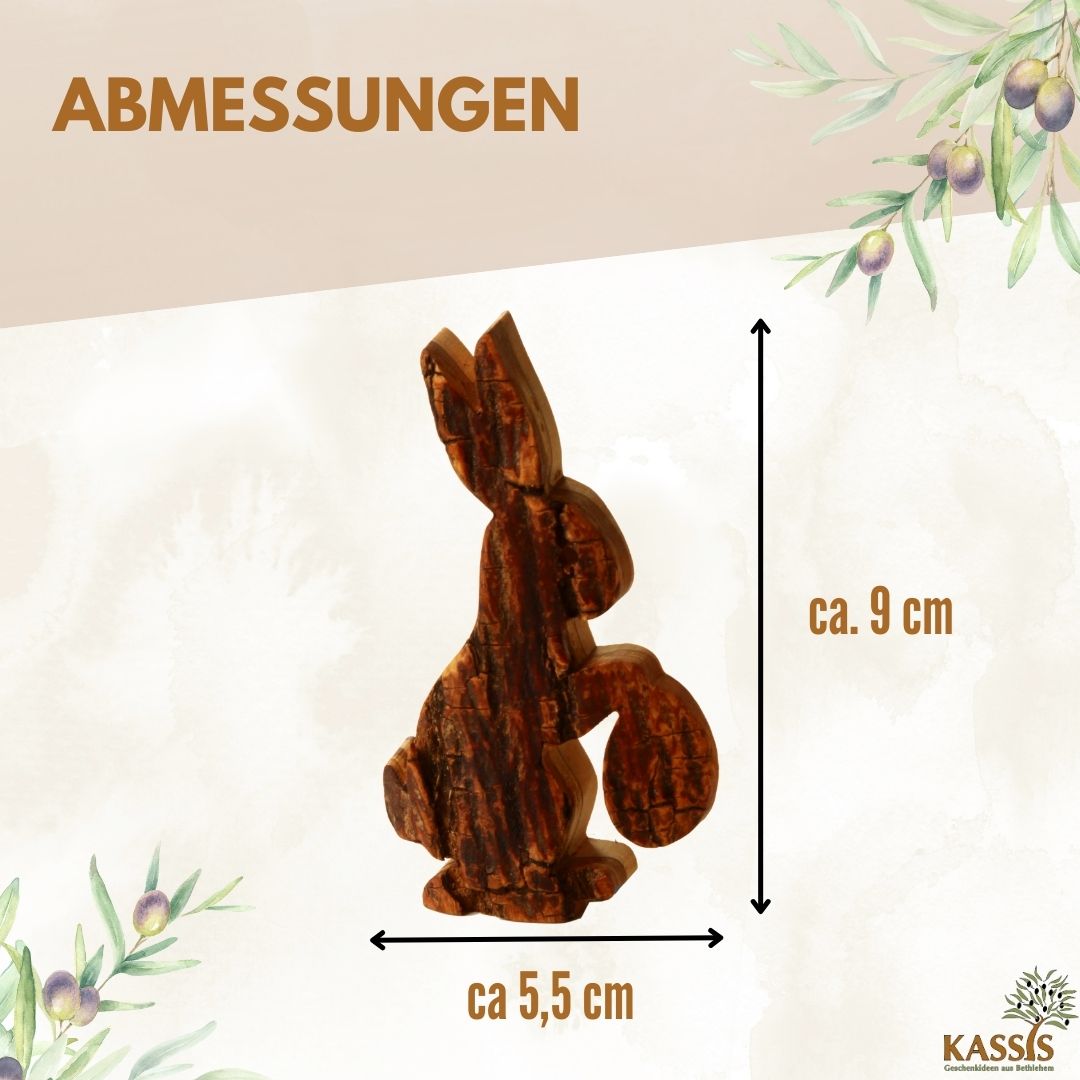 Osterhase mit Ei aus Olivenholz & Rinde