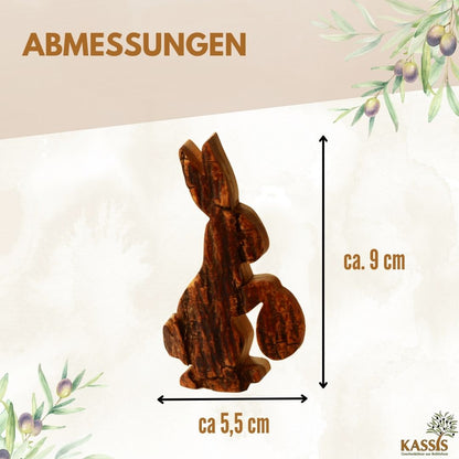 Osterhase mit Ei aus Olivenholz & Rinde