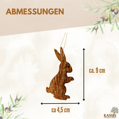 Osterhase Anhänger aus Olivenholz & Rinde
