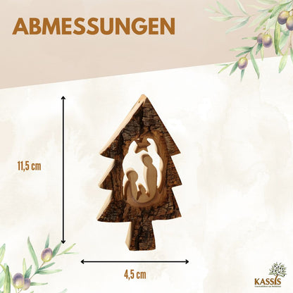 Krippen-Anhänger im Tannenbaum – 3er-Set mit Rinde