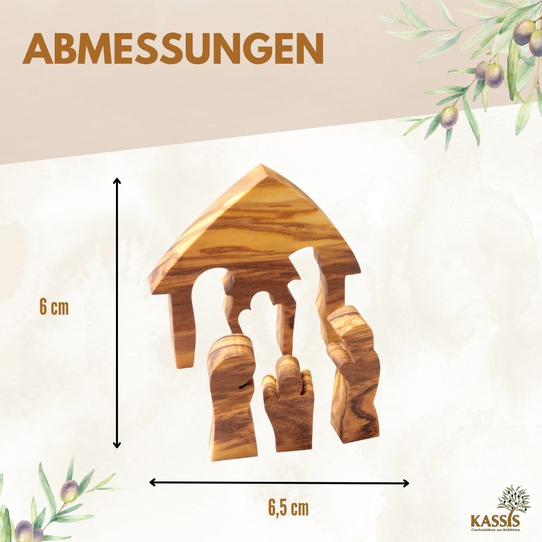 Mini-Krippe aus Olivenholz – Puzzle 6,5 cm