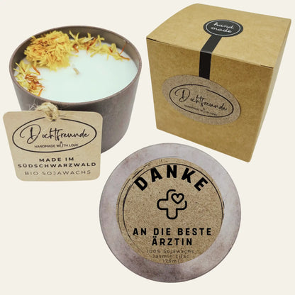 Personalisierte Duftkerze „Danke an die beste Ärztin“ Danke nach einer Behandlung oder als Überraschung für eine außergewöhnliche Ärztin