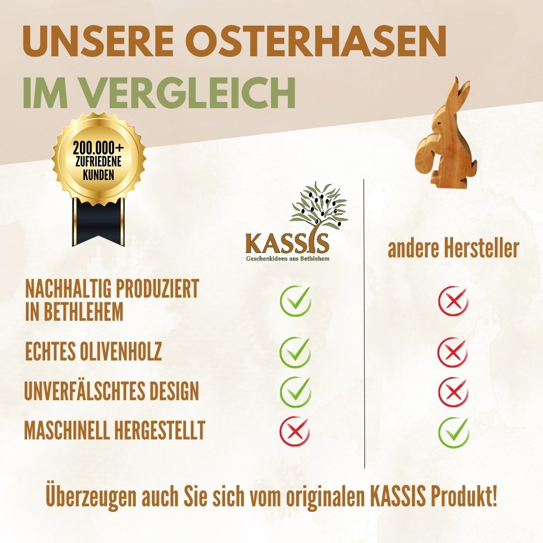 Osterhase mit Ei aus Olivenholz & Rinde