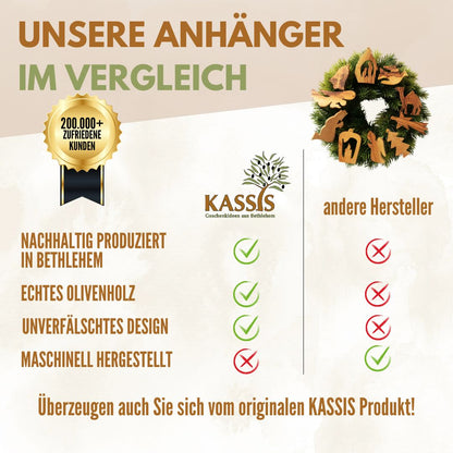 Weihnachtsanhänger aus Olivenholz – 10er-Set