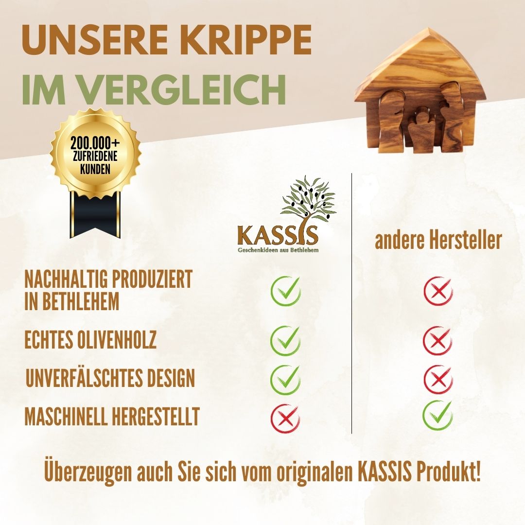 Mini-Krippe aus Olivenholz – Puzzle 6,5 cm
