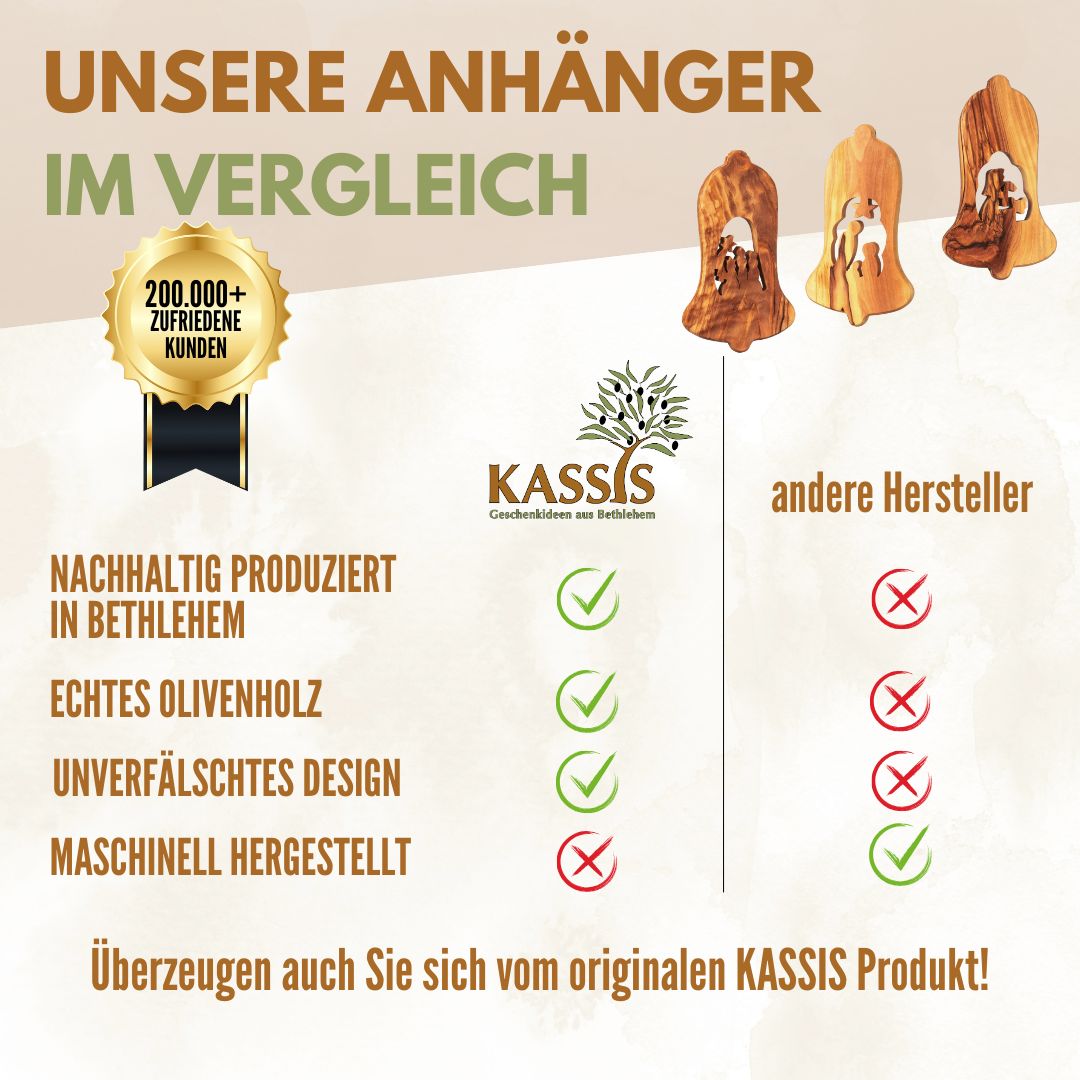 Krippen-Anhänger aus Olivenholz – 3er-Set