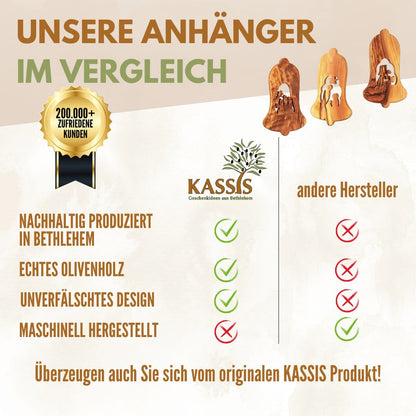 Krippen-Anhänger aus Olivenholz – 3er-Set