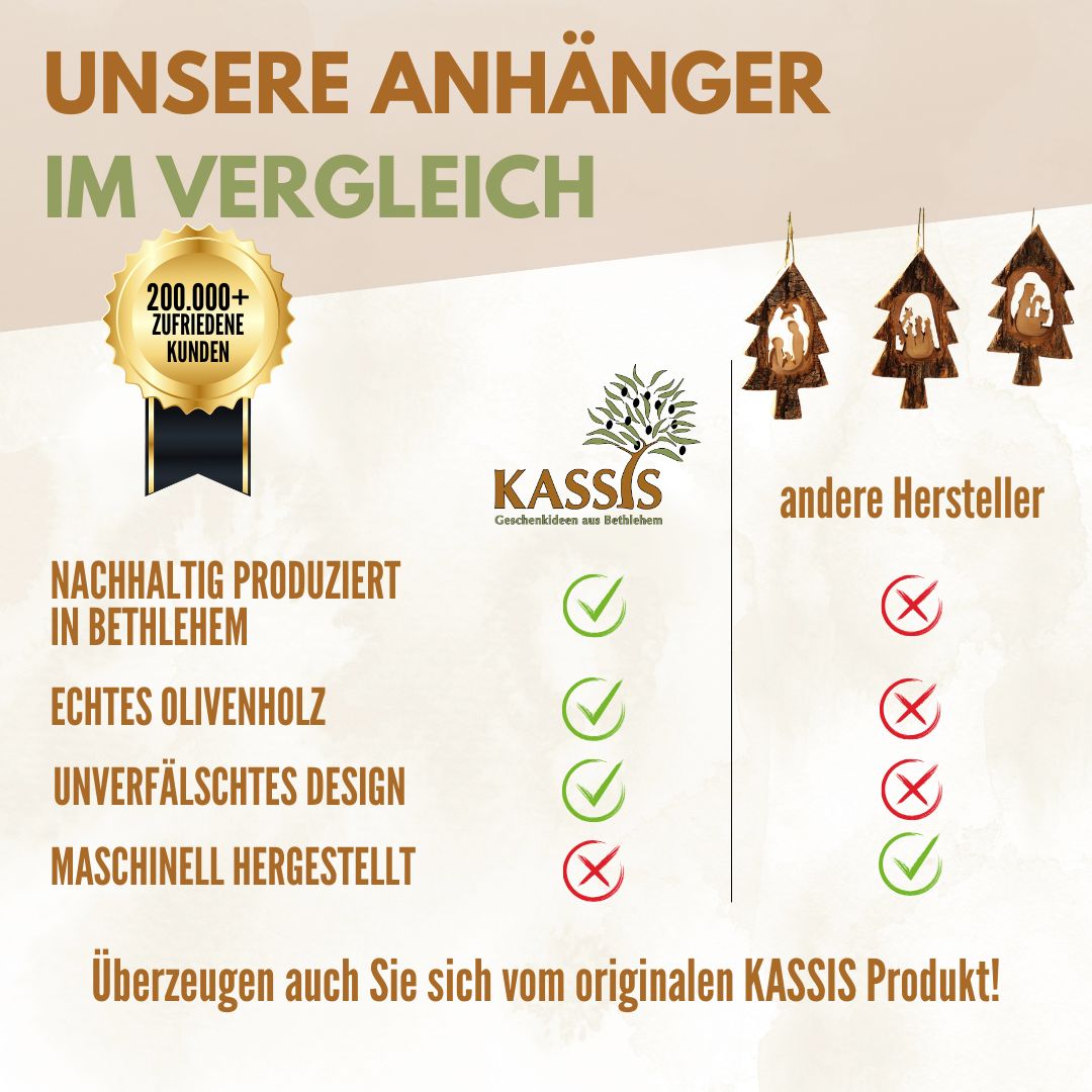 Krippen-Anhänger im Tannenbaum – 3er-Set mit Rinde