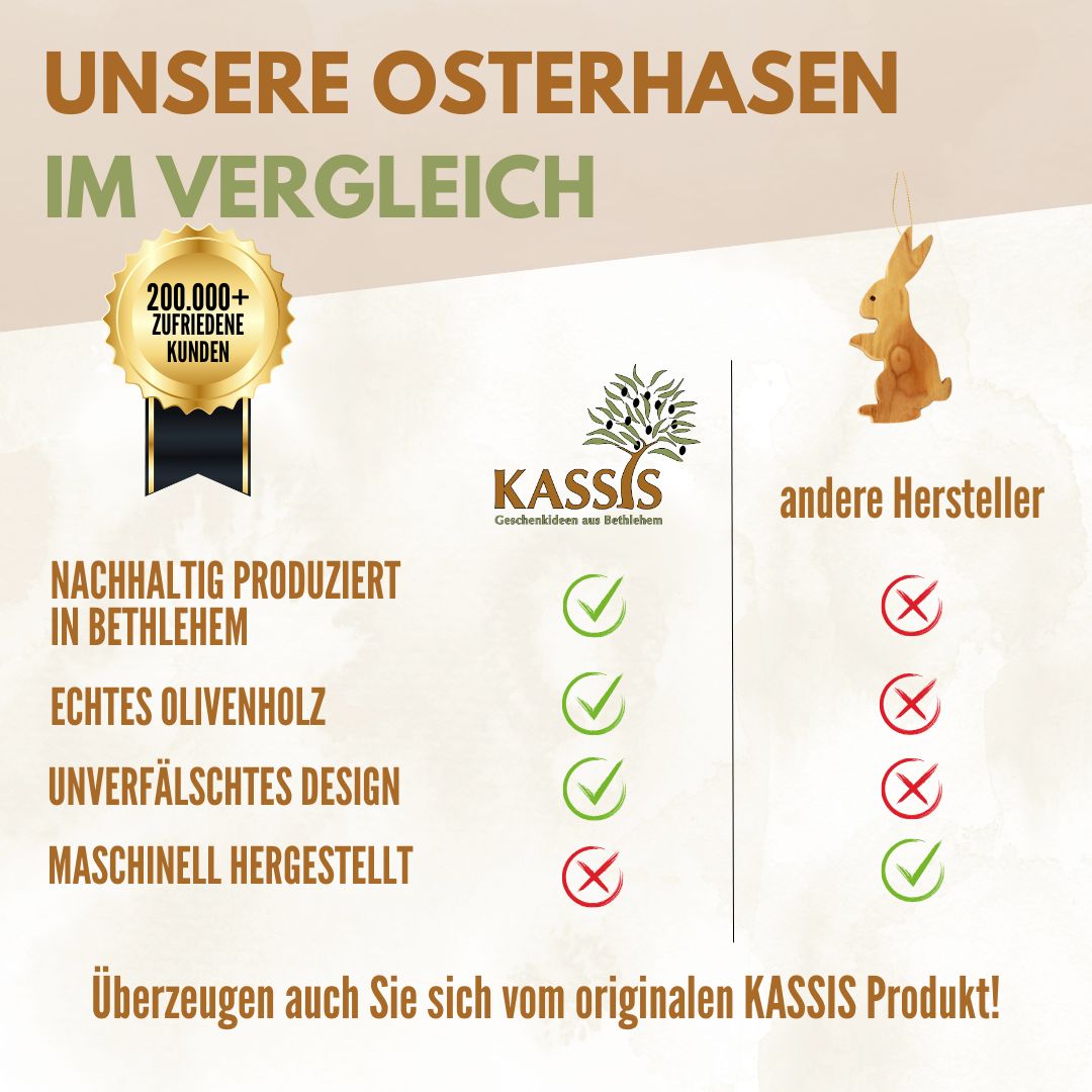 Osterhase Anhänger aus Olivenholz & Rinde