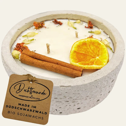 Betonkerze „Grey Orange“ – Handgemachte Eleganz mit warmem Duft - by SteinKunstWerk | Outdoor aus nachhaltiger Herstellung