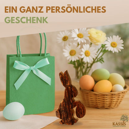 Osterhase mit Ei aus Olivenholz & Rinde