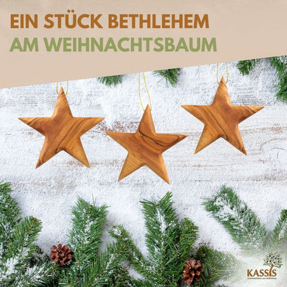 Olivenholz-Weihnachtsstern mit Gravur – 8 cm – weitere Produktansicht 5 von 10