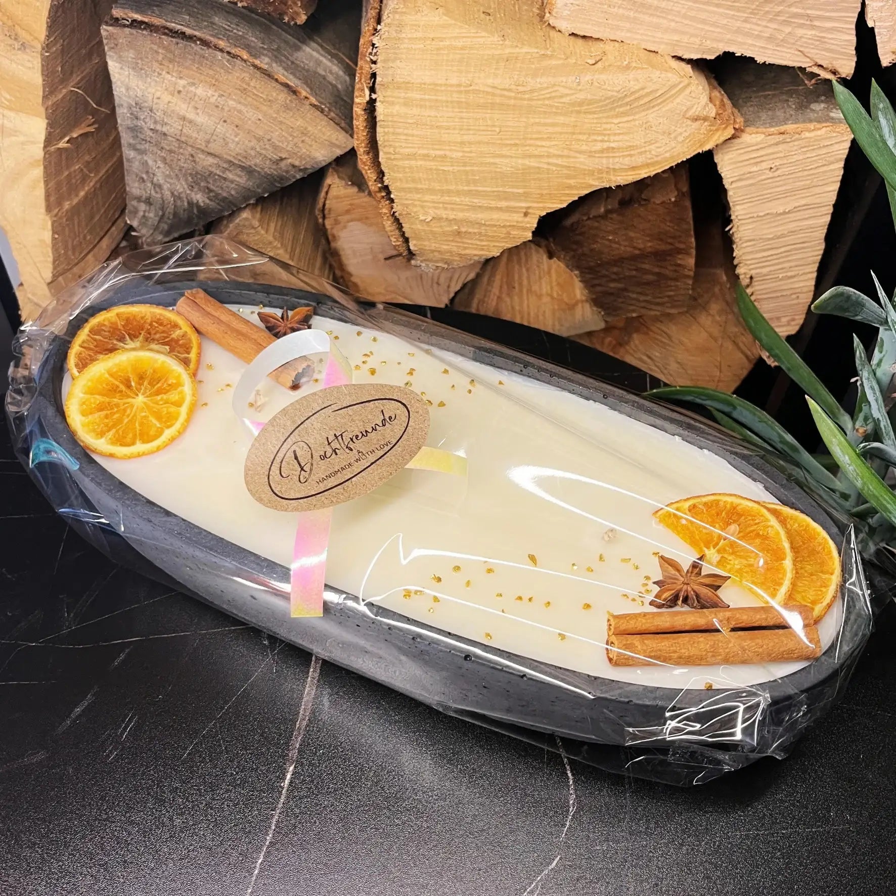 Black Edition – Betonkerze „Black-Ship“ – Handgemachte Sojawachskerze im Betonlook - by SteinKunstWerk | Outdoor aus nachhaltiger Herstellung