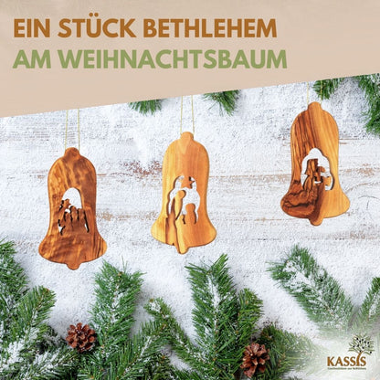 Krippen-Anhänger aus Olivenholz – 3er-Set