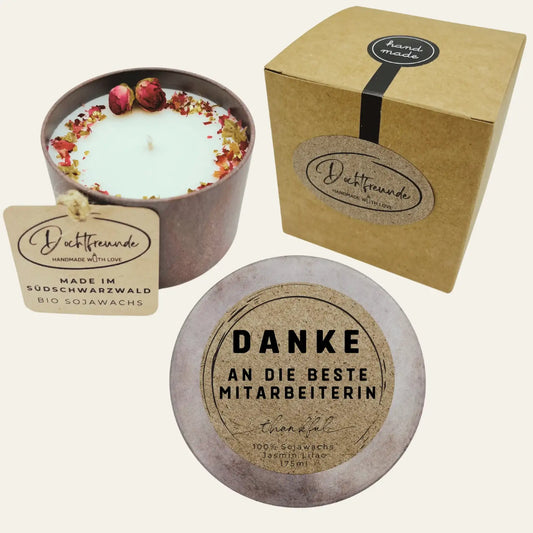 Handgemachte Duftkerze „Danke Beste Mitarbeiterin“ – Personalisierbares Dankeschön-Geschenk