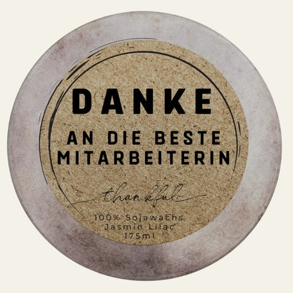 Handgemachte Duftkerze „Danke Beste Mitarbeiterin“ – Personalisierbares Dankeschön-Geschenk