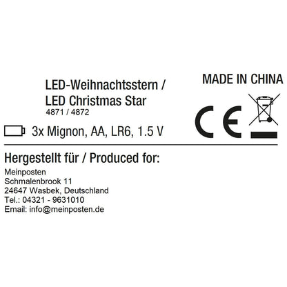 LED-Weihnachtsstern – Rot, 44 cm, mit Timer