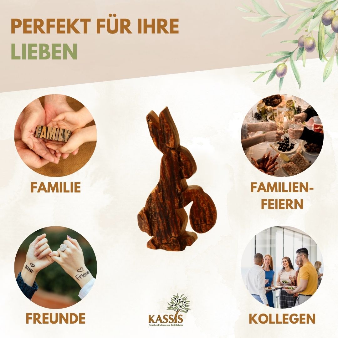 Osterhase mit Ei aus Olivenholz & Rinde