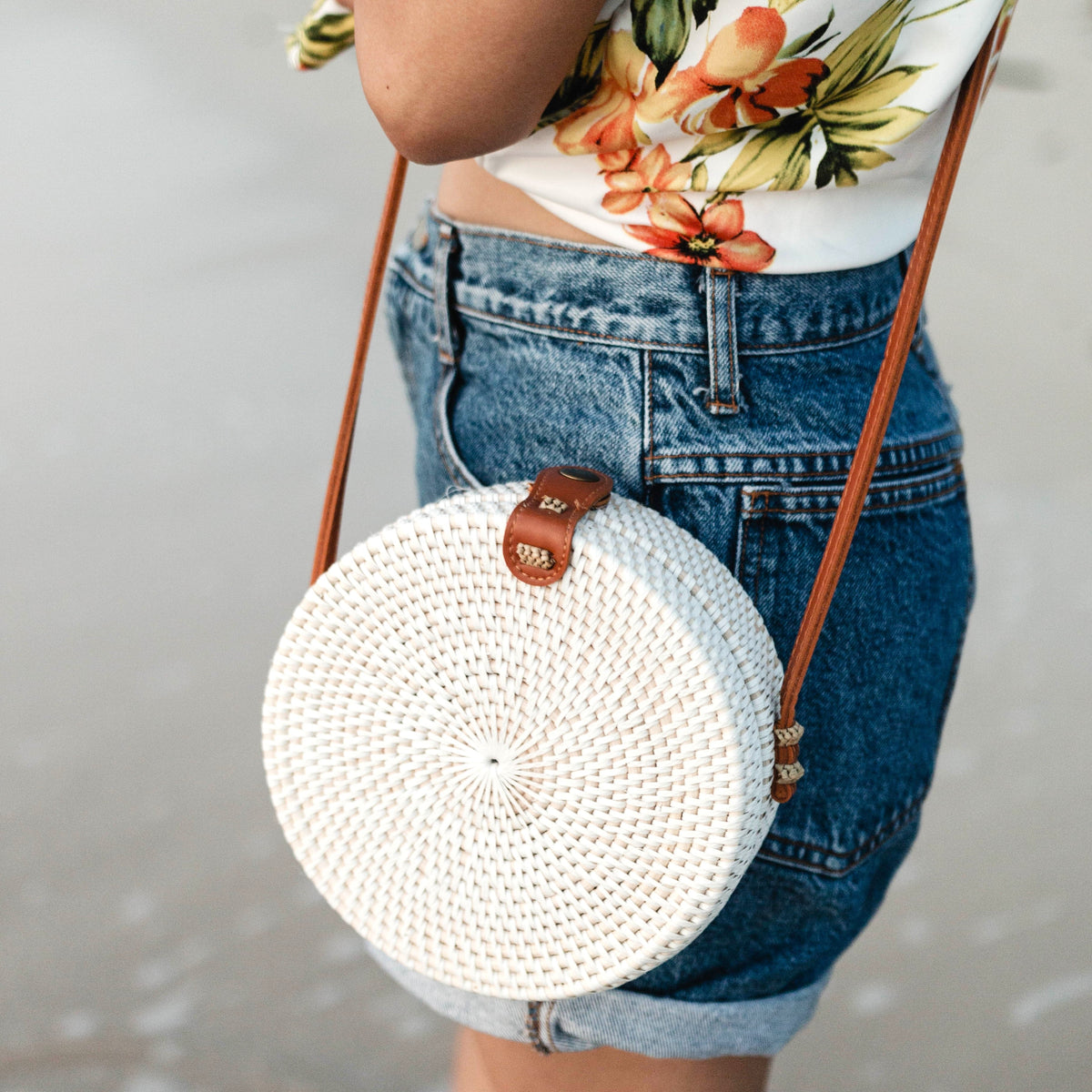 Handtasche SENJA (weiß) – Rattan