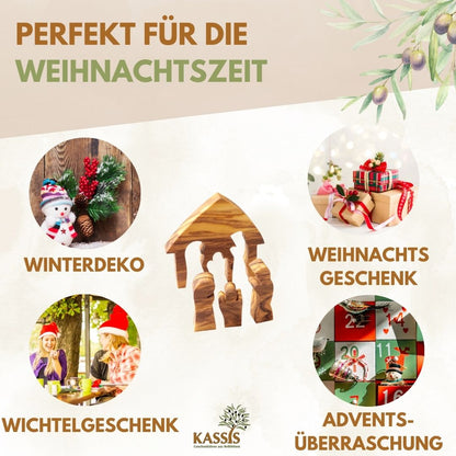 Mini-Krippe aus Olivenholz – Puzzle 6,5 cm