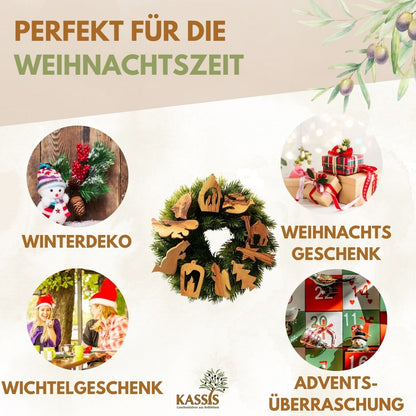 Weihnachtsanhänger aus Olivenholz – 10er-Set
