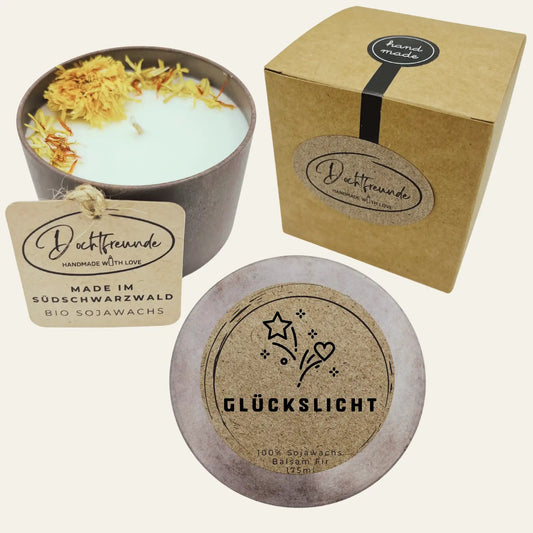 Handgemachte und personalisierbare Duftkerze „Glückslicht“ – Das perfekte Geschenk um Dankbarkeit, Liebe oder Wertschätzung zu zeigen