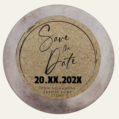 Handgemachte Duftkerze „Save The Date“ – Personalisierbares Geschenk für unvergessliche Moment