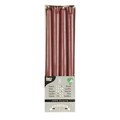 8 Stearin-Leuchterkerzen 25 cm – ruhiges Licht in 4 Farben