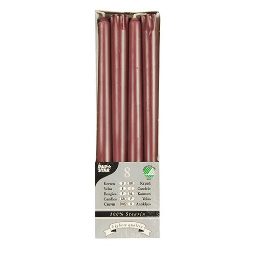 8 Stearin-Leuchterkerzen 25 cm – ruhiges Licht in 4 Farben