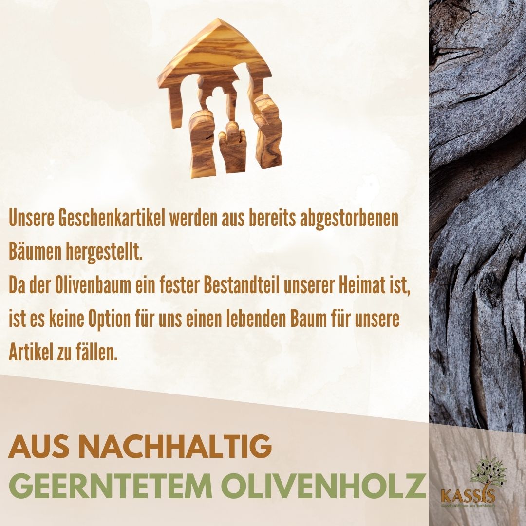 Mini-Krippe aus Olivenholz – Puzzle 6,5 cm