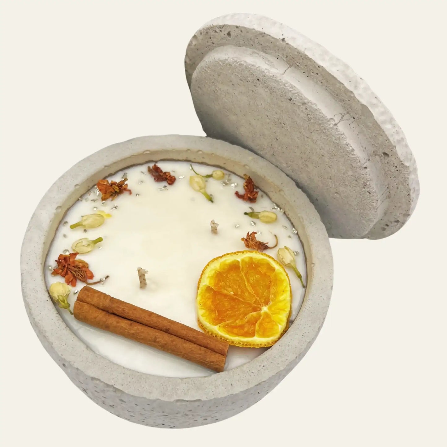 Betonkerze „Grey Orange“ – Handgemachte Eleganz mit warmem Duft - by SteinKunstWerk | Outdoor aus nachhaltiger Herstellung