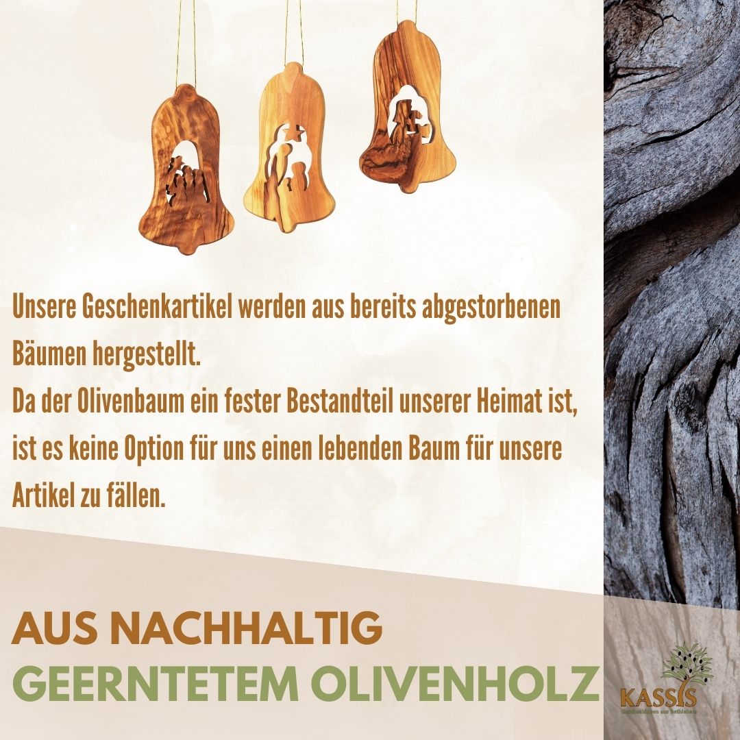 Krippen-Anhänger aus Olivenholz – 3er-Set