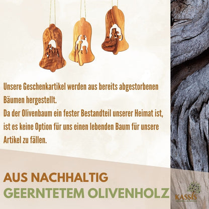 Krippen-Anhänger aus Olivenholz – 3er-Set