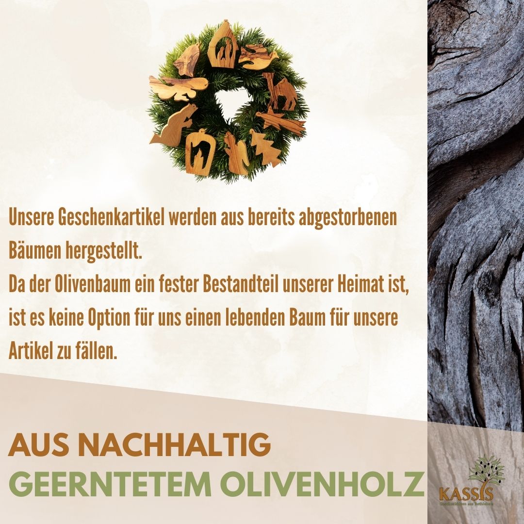 Weihnachtsanhänger aus Olivenholz – 10er-Set